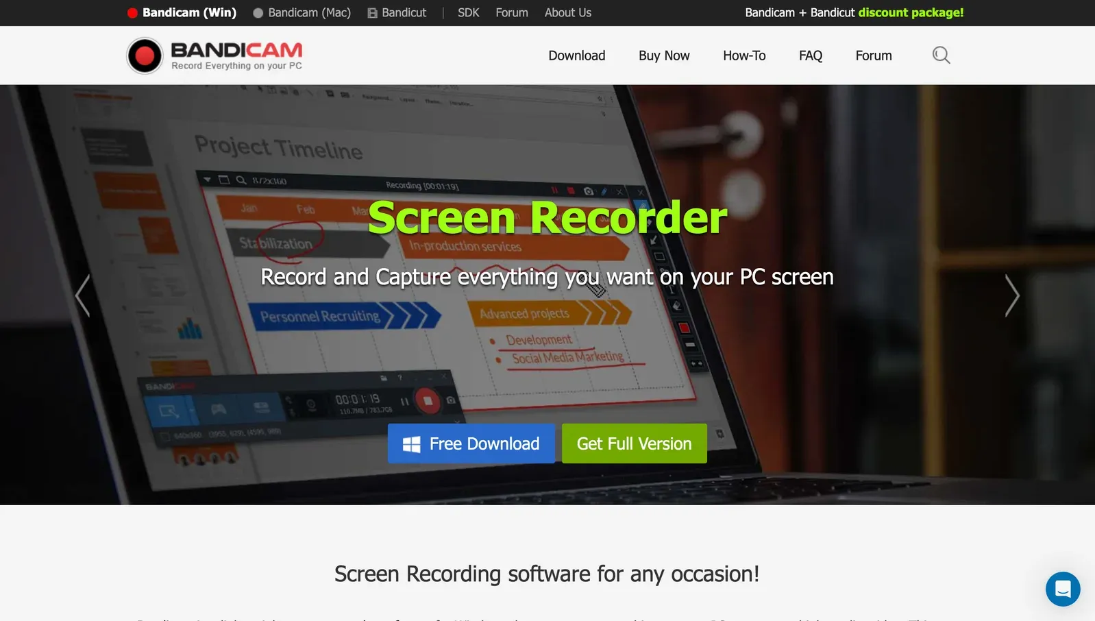 Bandicam branding and app image for screen recording.
