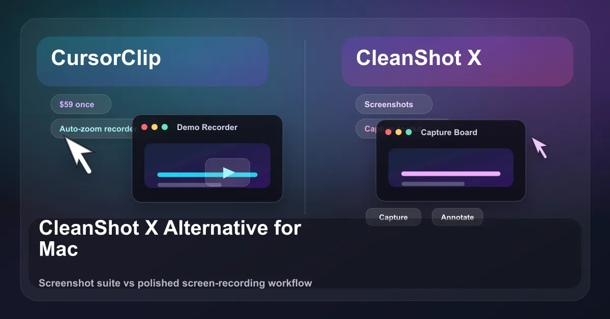 CursorClip compared with CleanShot X for Mac screen recording workflows