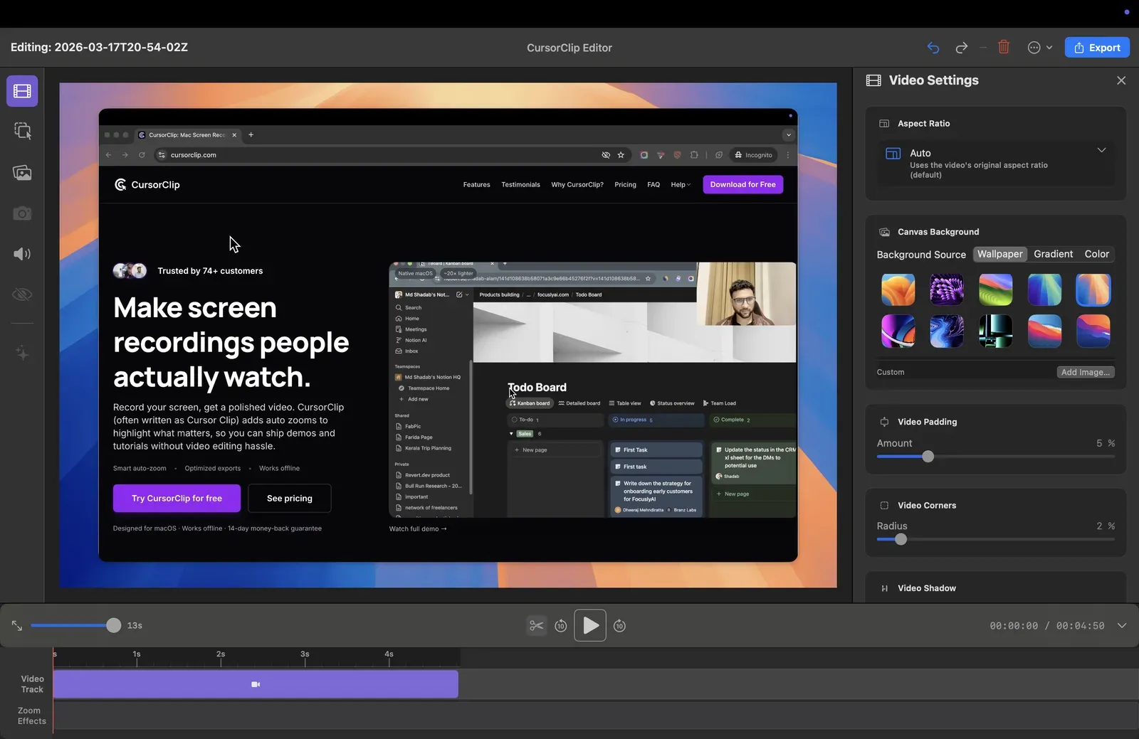 CursorClip, best Screen Studio alternative for Mac