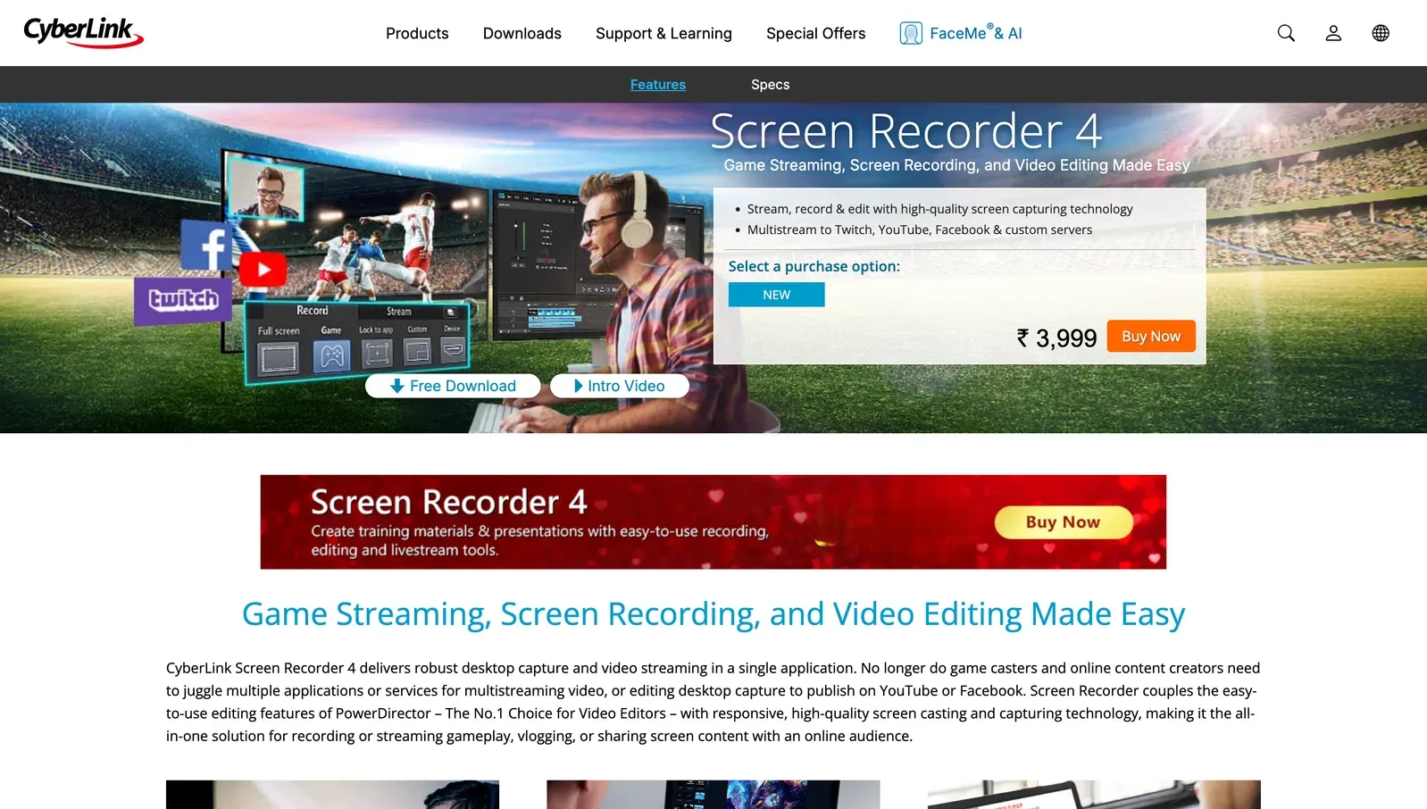 CyberLink Screen Recorder product image for game streaming and capture.
