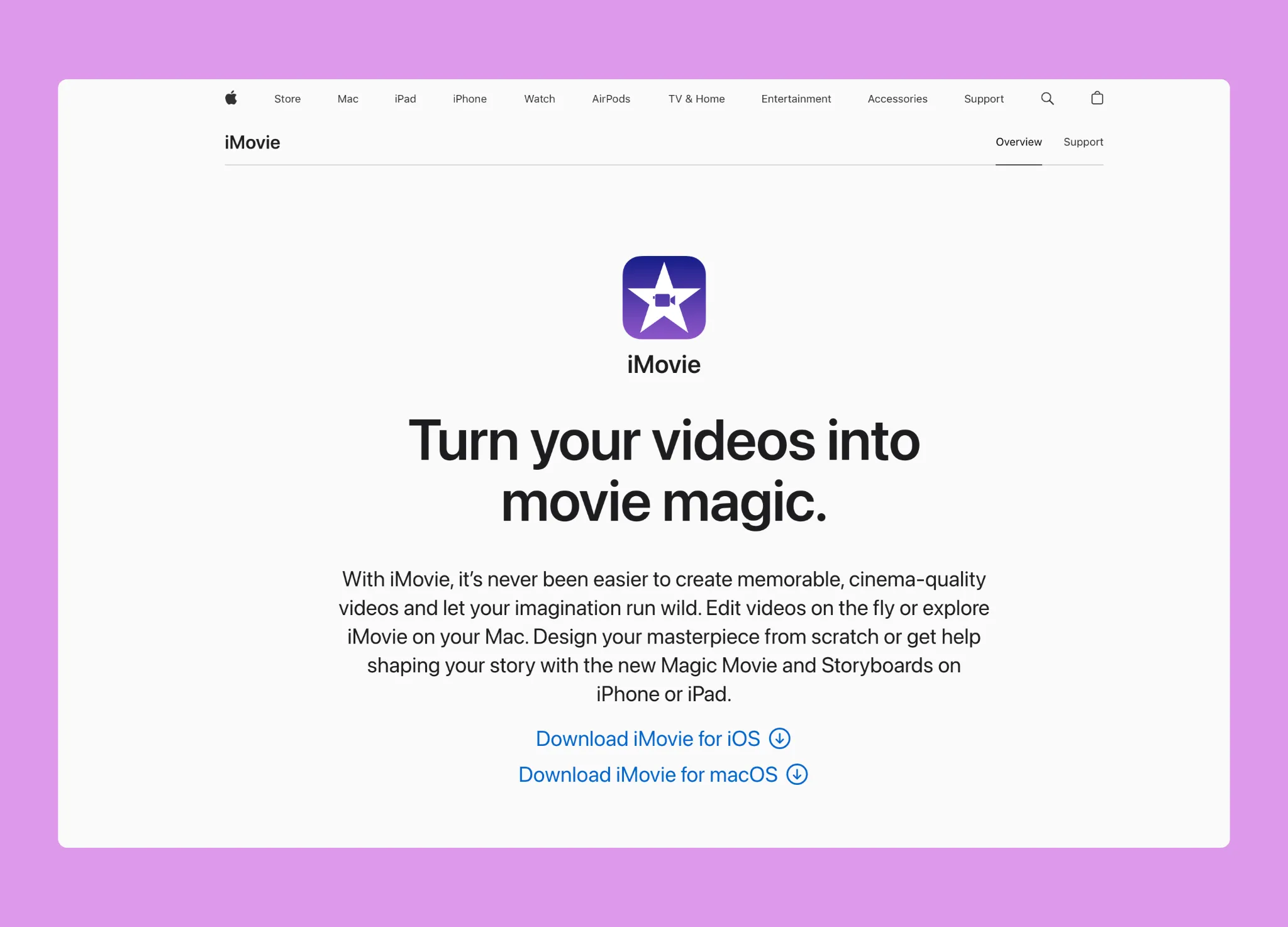 iMovie Interface