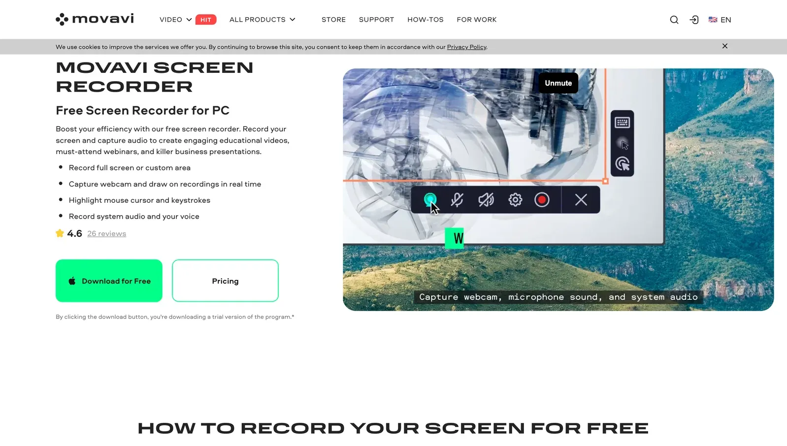 Movavi Screen Recorder product image for Mac screen capture.