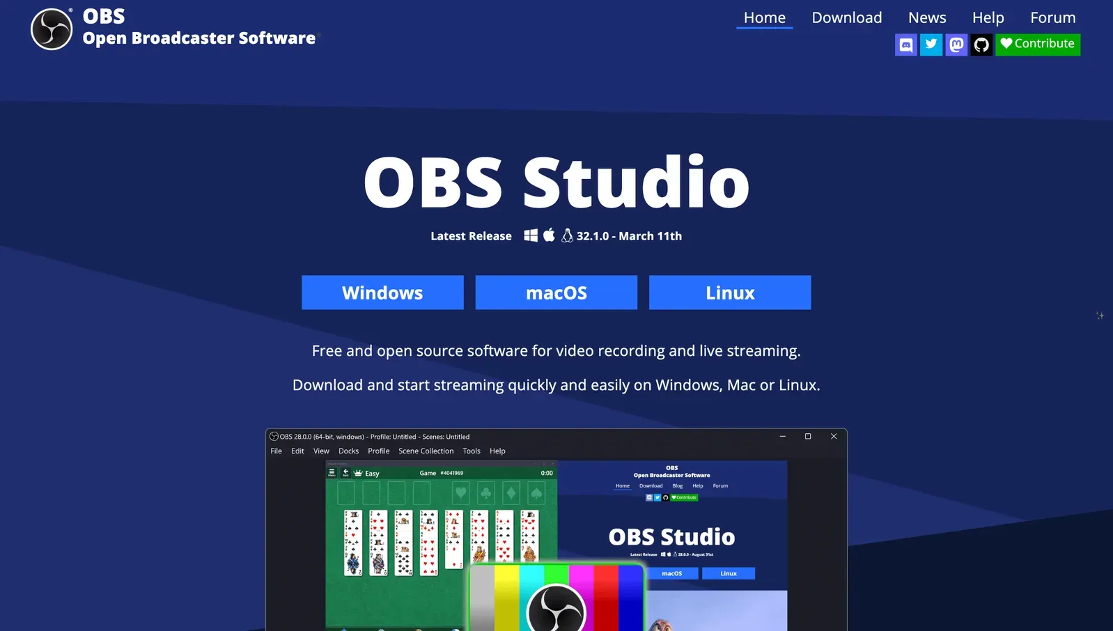 OBS Studio, best free open-source Screen Studio alternative