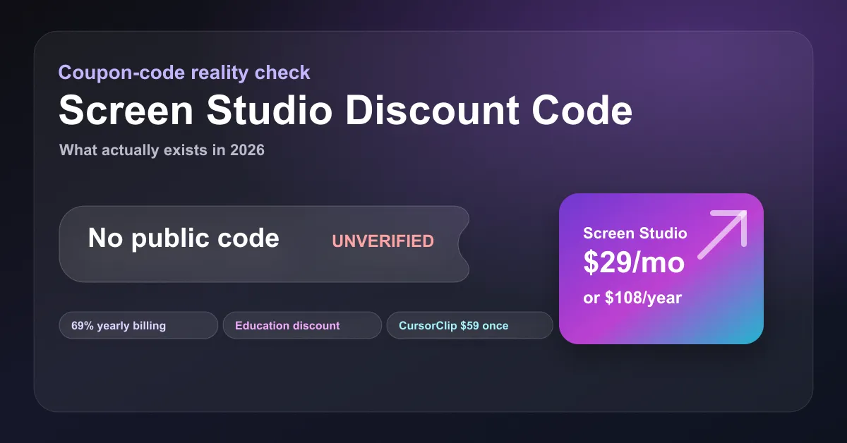 Screen Studio discount code reality check with verified savings options