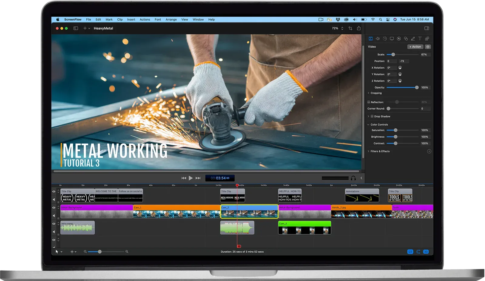 ScreenFlow product image showing Mac-based screen recording and editing.